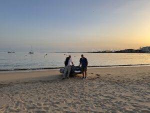Dinghy hoch und trocken