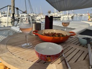 Abendessen im Frontcockpit