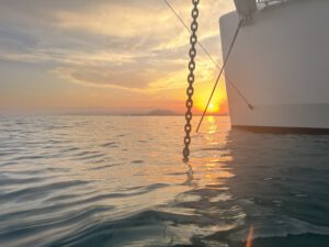 Schwimmen im Sonnenuntergang